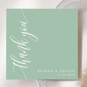 Carte De Remerciements Mariage Calligraphie Script Teinte Menthe Depoussi