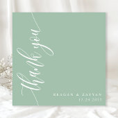 Carte De Remerciements Mariage Calligraphie Script Teinte Menthe Depoussi