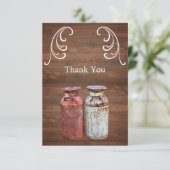 Carte De Remerciements Mariage campagnard de canettes de lait Rustique Vi (Debout devant)