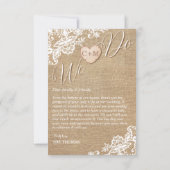 Carte De Remerciements Mariage campagnard Rustique Burlap Et Dentelle (Dos)