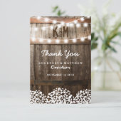 Carte De Remerciements Mariage campagnard rustique | Chaîne de lumières (Debout devant)