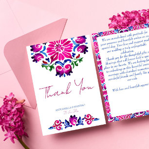 Carte De Remerciements Mariage carreaux de talavera mexicain bleu rose