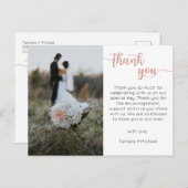 Carte de remerciements mariage, carte postale de s (Devant / Derrière)