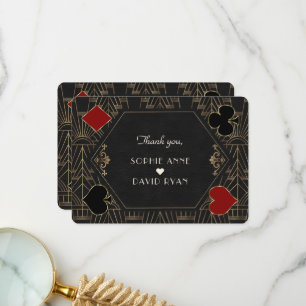 Carte De Remerciements Mariage Casino Or Noir Art Déco Gatsby 20s