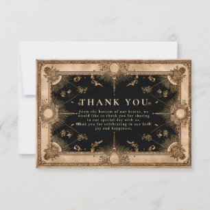 Carte De Remerciements Mariage céleste baroque noir et or