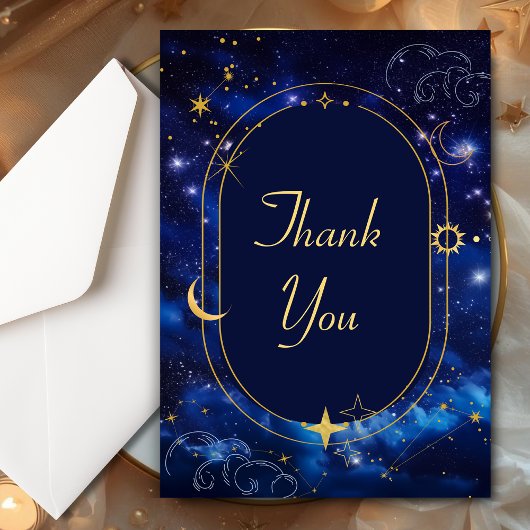 Carte De Remerciements Mariage céleste bleu élégant