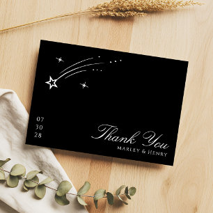 Carte De Remerciements Mariage céleste élégant noir et blanc
