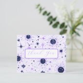 Carte de remerciements Mariage céleste noir et vio (Debout devant)