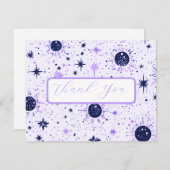 Carte de remerciements Mariage céleste noir et vio (Devant / Derrière)