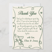 Carte de remerciements Mariage Champagne vert à ma (Devant)