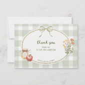 Carte De Remerciements Mariage champêtre avec cadre à ruban vert (Devant)