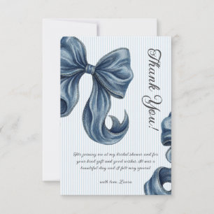 Carte De Remerciements Mariage champêtre avec noeud papillon en jeans ble