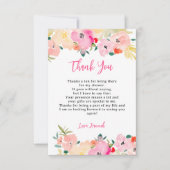 Carte De Remerciements Mariage champêtre bohème chic rose printemps (Devant)