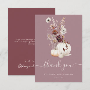 Carte De Remerciements Mariage champêtre de citrouille florale d'automne