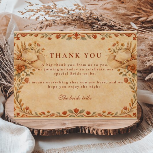 Carte De Remerciements Mariage champêtre de cowgirl