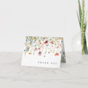 Carte De Remerciements Mariage Champêtre Fleur de Champ à l'Aquarelle