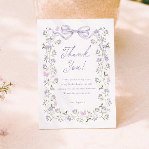 Carte De Remerciements Mariage Champêtre Fleur de Pourpre pour la Mariée