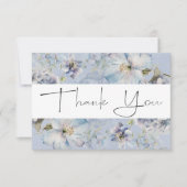 Carte De Remerciements Mariage Champêtre Romantique aux Fleurs Bleu Pouss (Devant)