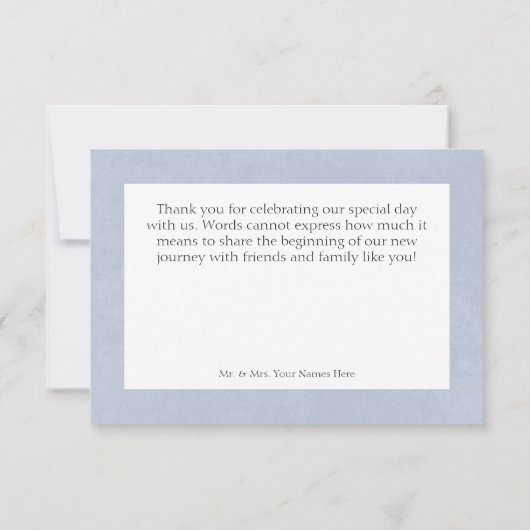 Carte De Remerciements Mariage Champêtre Romantique aux Fleurs Bleu Pouss (Dos)