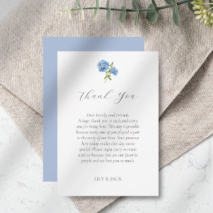 Carte de remerciements Mariage chic Blue Hydrangea
