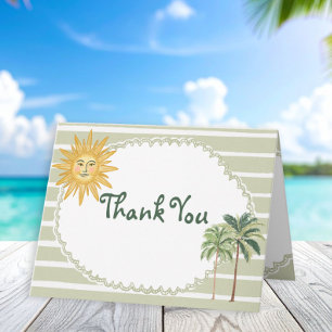 Carte De Remerciements Mariage chic côtier au palmier soleil