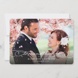 Carte De Remerciements Mariage chic de photo de manuscrit élégant d'amour