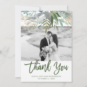 Carte De Remerciements Mariage chic de photo du feuillage
