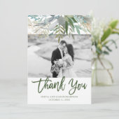 Carte De Remerciements Mariage chic de photo du feuillage | (Debout devant)