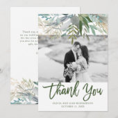 Carte De Remerciements Mariage chic de photo du feuillage | (Devant / Derrière)