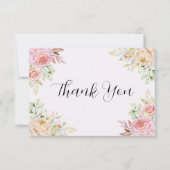 Carte De Remerciements Mariage Chic Roses de Champagne (Devant)