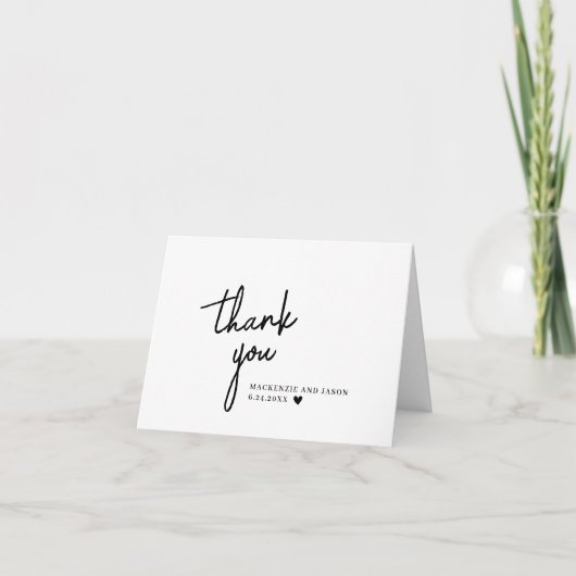 Carte de remerciements Mariage chic | Script noir  (Devant)