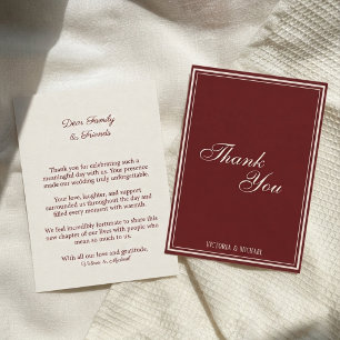 Carte De Remerciements Mariage Chic Vintage Rouge Foncé Vieille Fortune