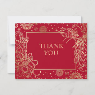 Carte De Remerciements Mariage chinois Dragon Phoenix