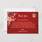 Carte De Remerciements Mariage chinois Peony Photo (Dos)