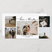 Carte De Remerciements Mariage Cinq Photos Love and Thanks Script (Devant / Derrière)