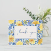 Carte De Remerciements Mariage citron agrumes pince principale bleu (Debout devant)