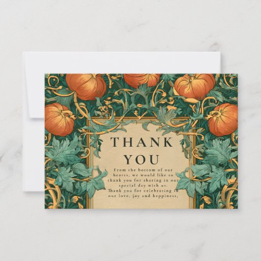 Carte De Remerciements Mariage Citrouille Art Nouveau (Devant)