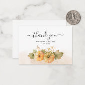 Carte de remerciements Mariage Citrouille du feuil (Devant/Arrière en situation)