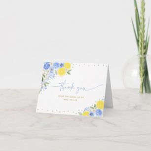 Carte De Remerciements Mariage civil de Blue Floral Lemon Main Squeeze