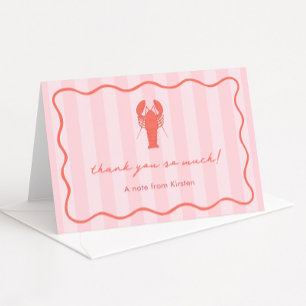 Carte De Remerciements Mariage civil homard rose et rouge dessiné à la ma