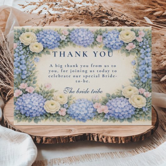 Carte De Remerciements Mariage Classique de Fleurs d'Hydrangea