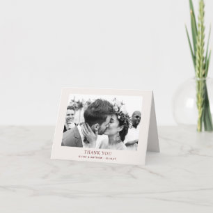 Carte De Remerciements Mariage Classique Ivoire Douce Photo Format Plié