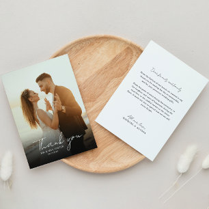 Carte De Remerciements Mariage Classique Minimal Photo Écriture Manuscrit