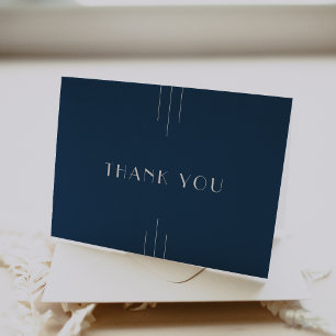 Carte De Remerciements Mariage Classique Moderne Art Déco Bleu Nuit EVERL