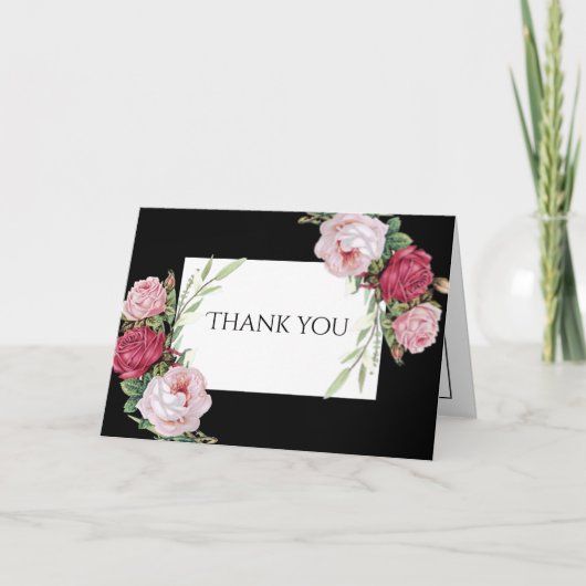 Carte de remerciements Mariage classique noir et b (Devant)