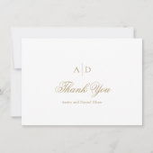 Carte De Remerciements Mariage Classique Or Propre (Devant)