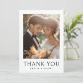 Carte De Remerciements Mariage classique photo blanc élégant (Debout devant)