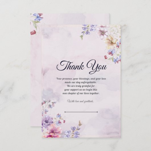 Carte de remerciements Mariage classique pour les  (Devant / Derrière)