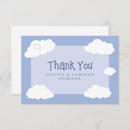 Carte De Remerciements Mariage Cloud Neuf Cute Whimsical Fun Cadeau Uniqu (Devant / Derrière)