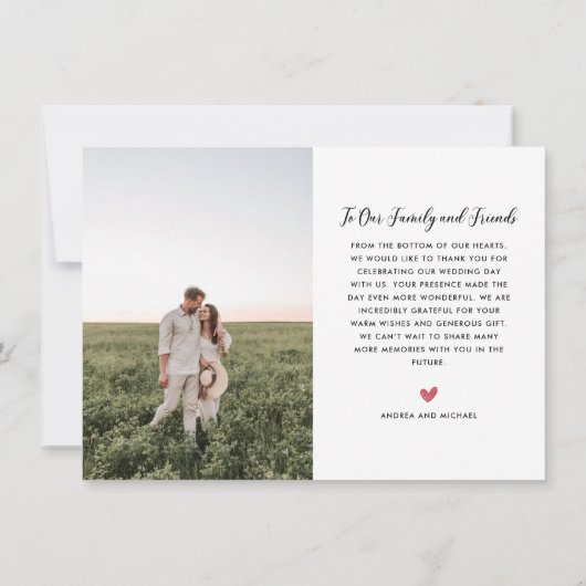 Carte de remerciements Mariage Coeur élégant (Dos)